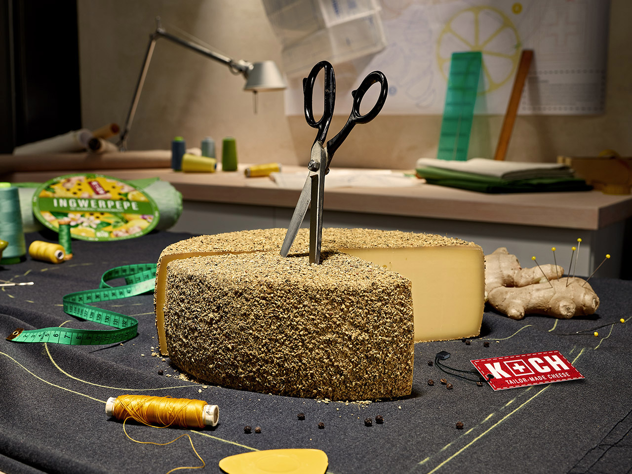 Koch-Cheese Tailor-Made Motiv Ingwerpepe mit Schere